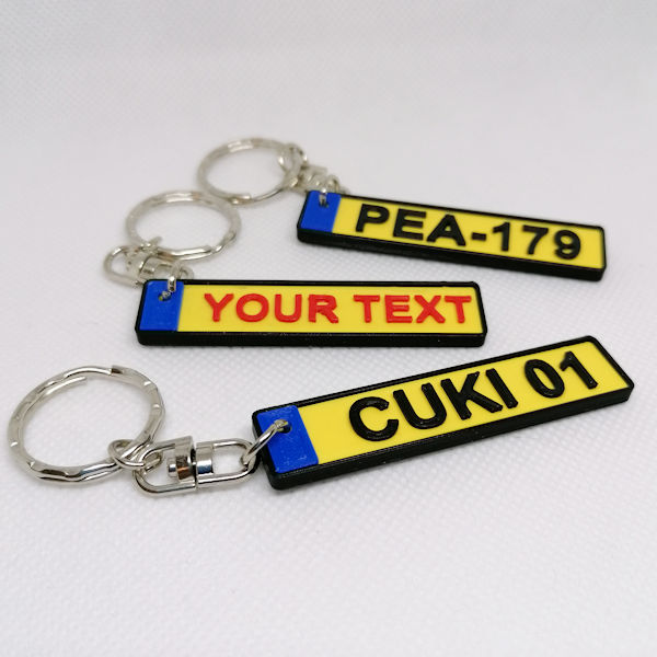 Custom Yellow License Plate Keychain 3D Printed Product